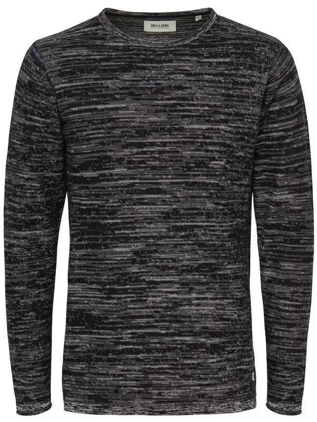 Only & Sons Onssatre Reverse Crew felpa nera M cotone