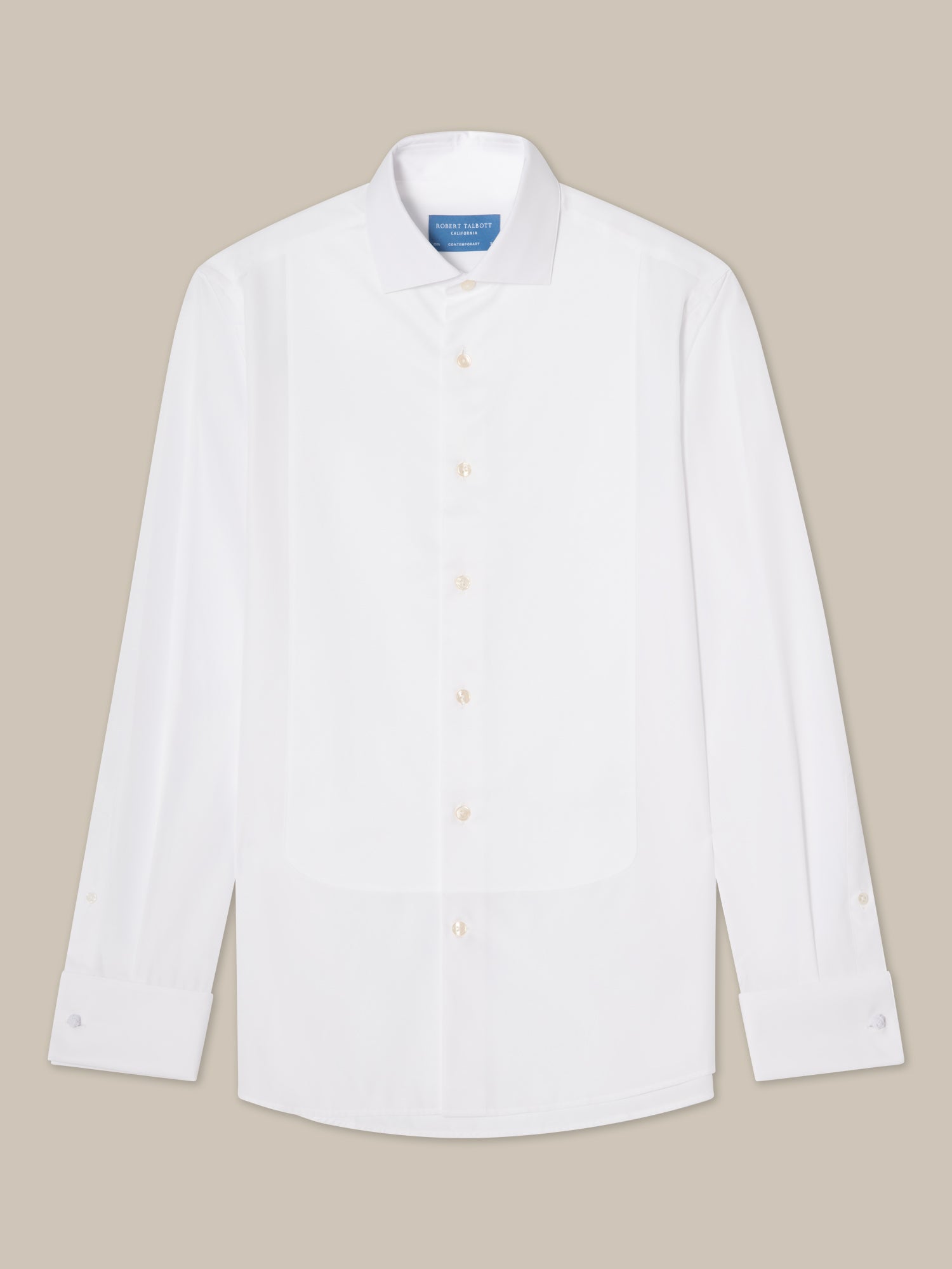 Robert Talbott Reynolds camicia smoking cotone bianca piqué