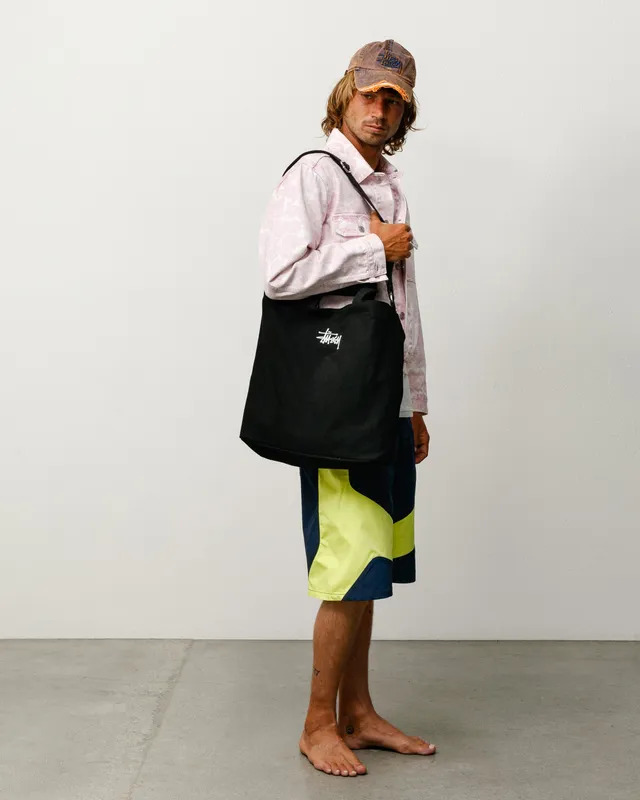 Stussy Canvas Crossbody Bag borsa nera cotone 37 cm