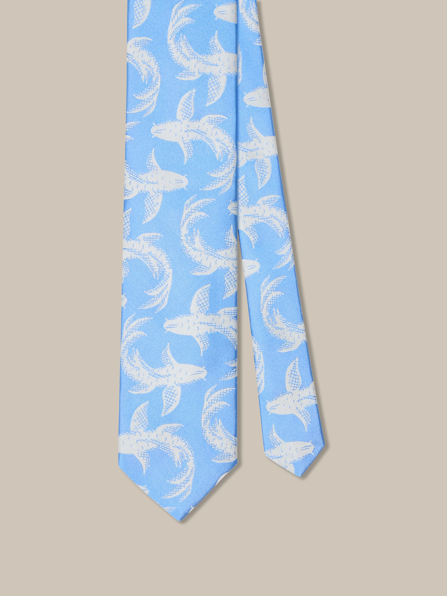 Robert Talbott Koi Fish Jacquard cravatta azzurra seta