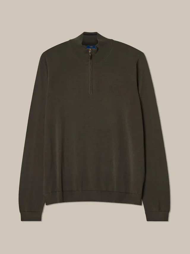 Robert Talbott Eastwood maglione merino verde oliva XL