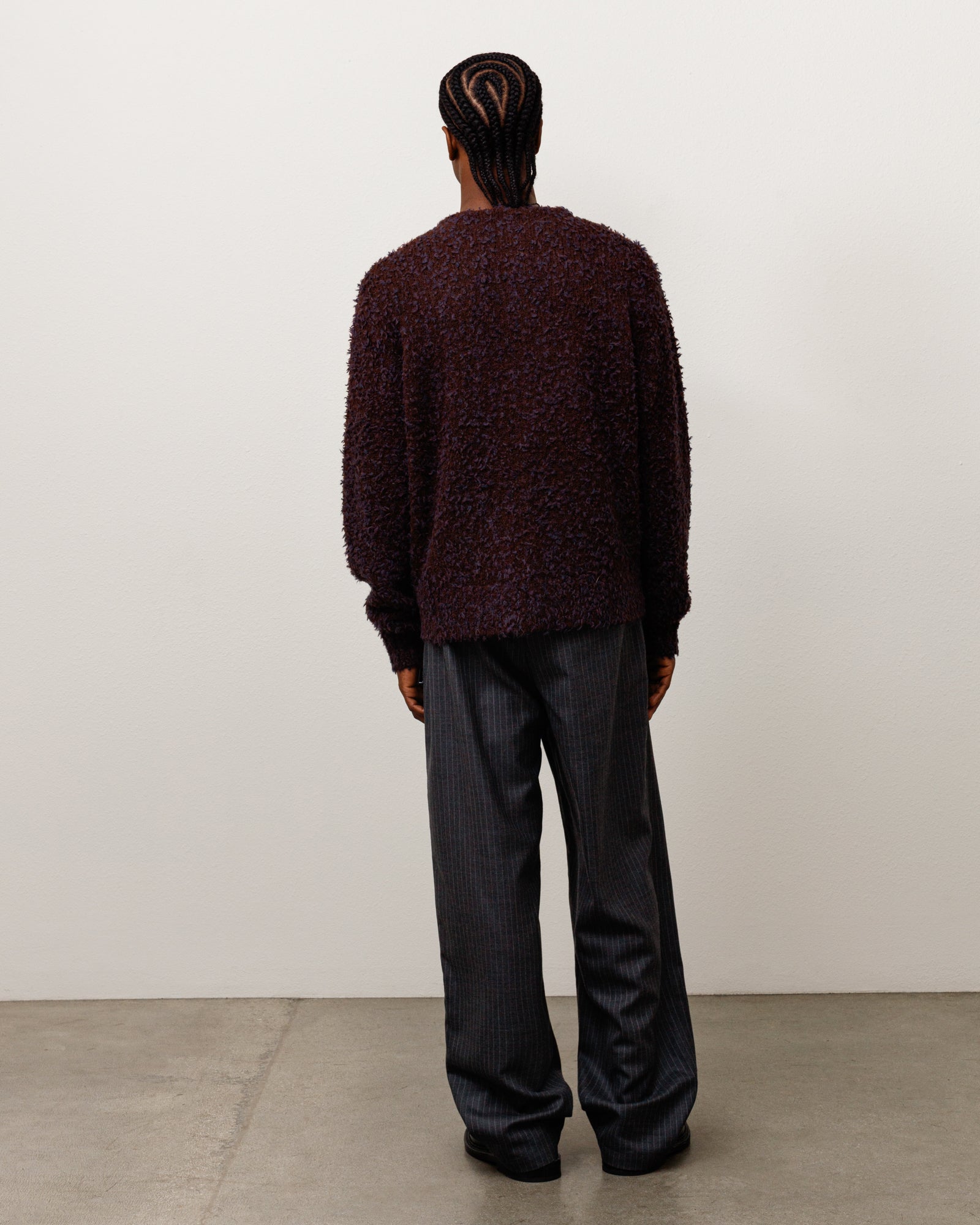 Stussy Knits Textured Cardigan cardigan navy brown lana alpaca