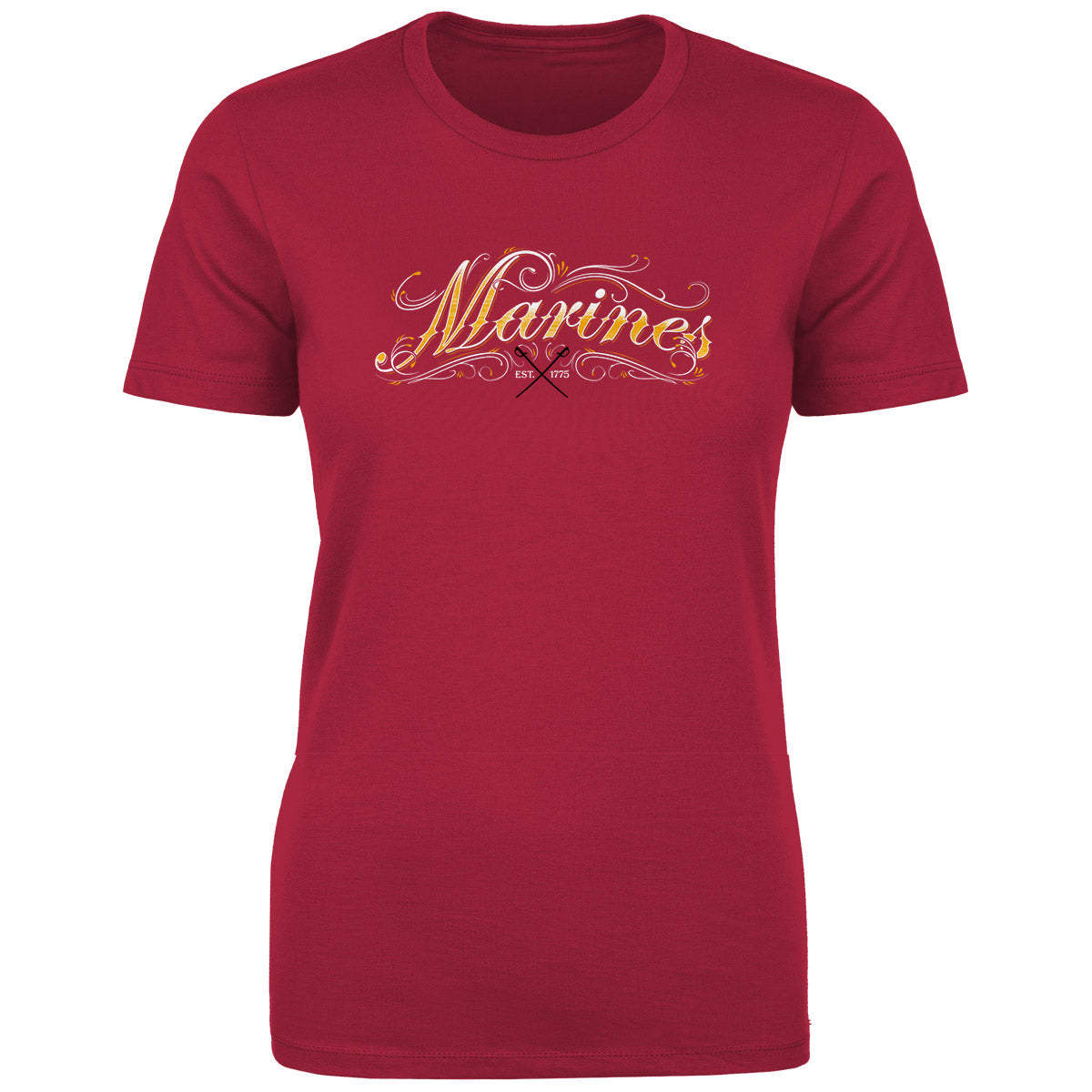 7.62 Design USMC Ornate T-Shirt Donna Cotone Rossa Manica Corta