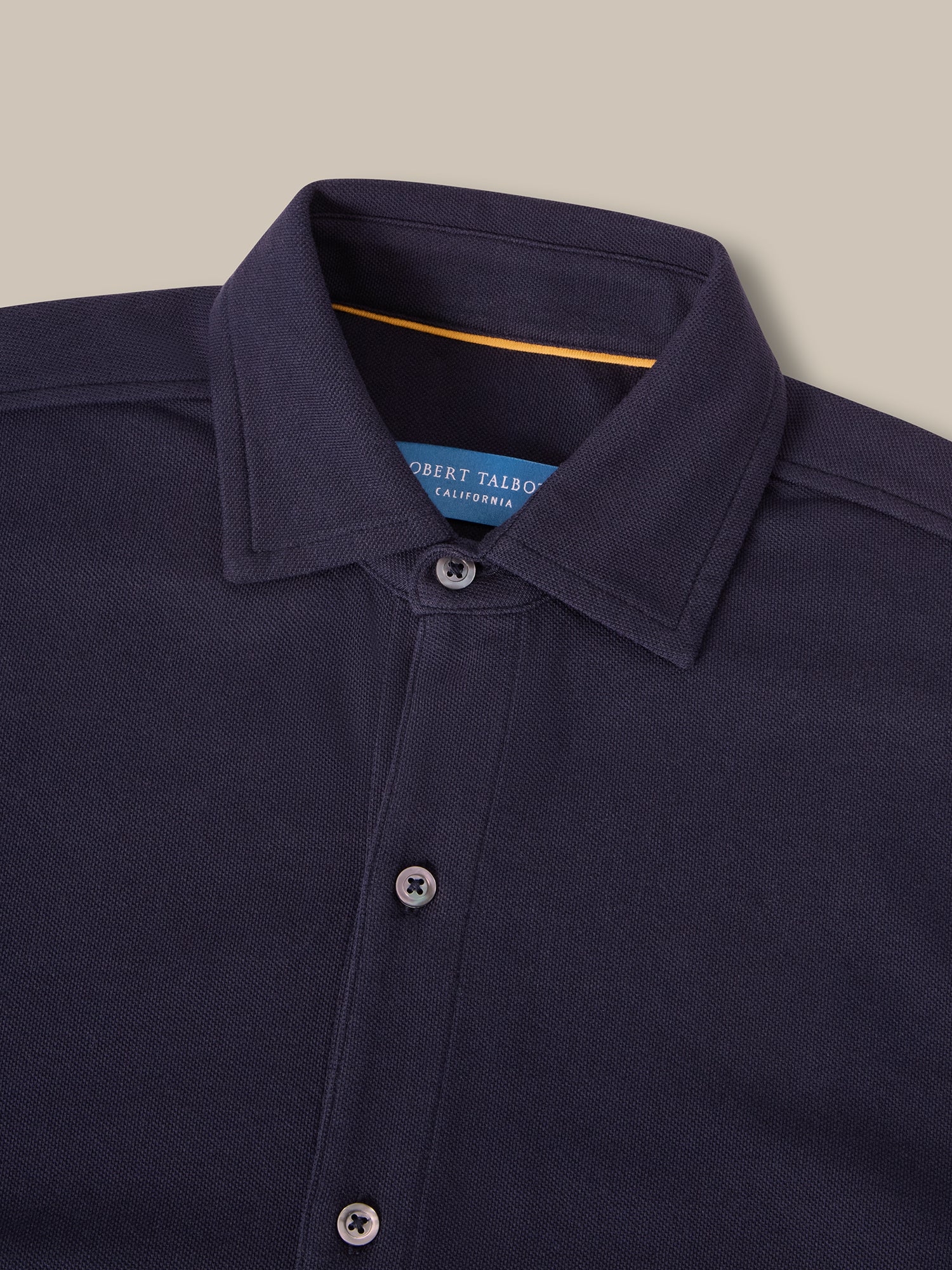 Robert Talbott Foster polo manica lunga cotone navy L