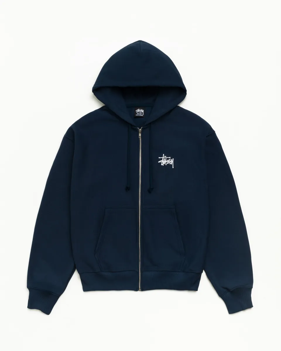 Stussy Zip Sweats Basic Stussy Zip Hoodie Felpa Navy