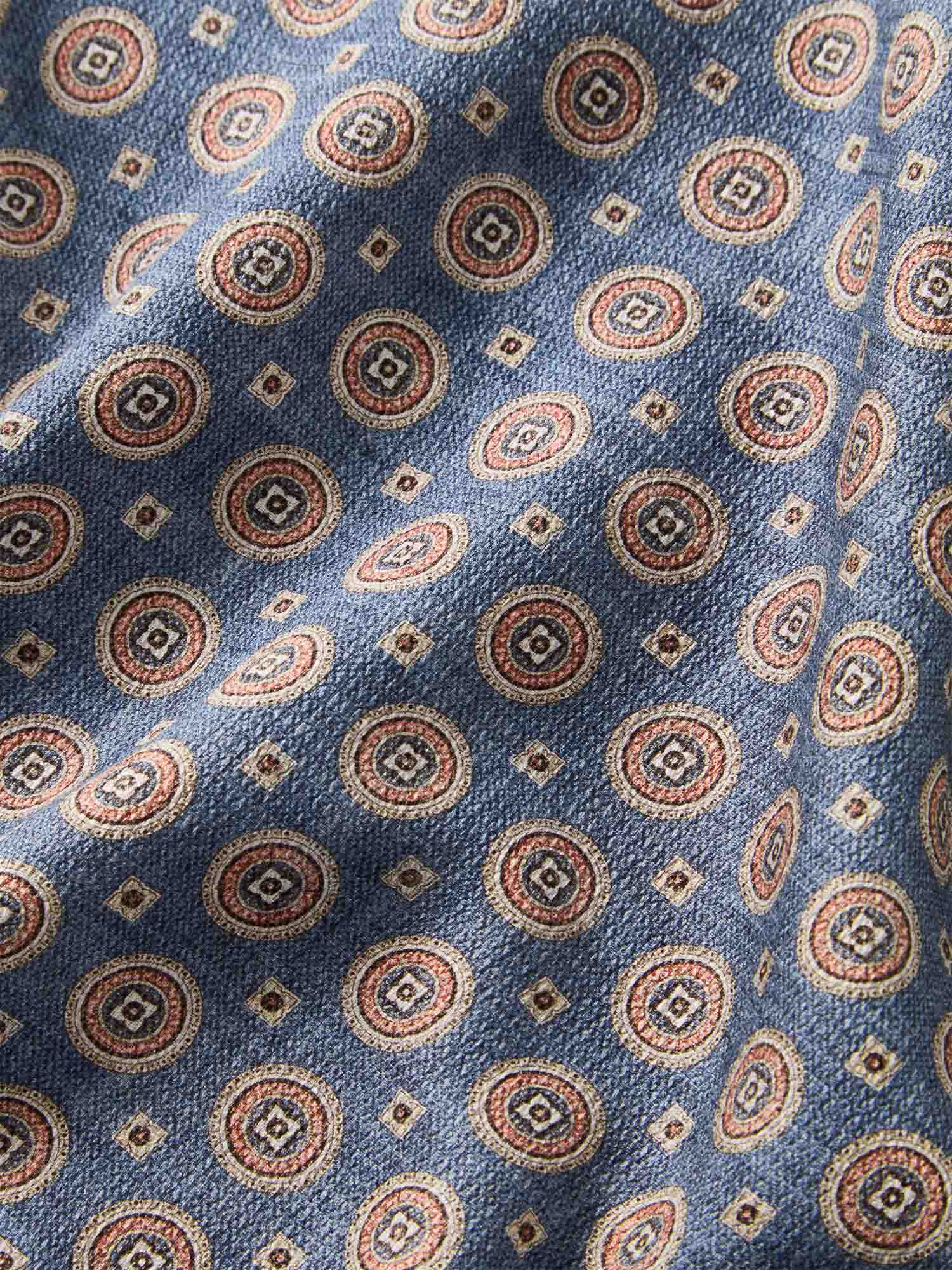 Robert Talbott Colton fazzoletto seta blu reversibile