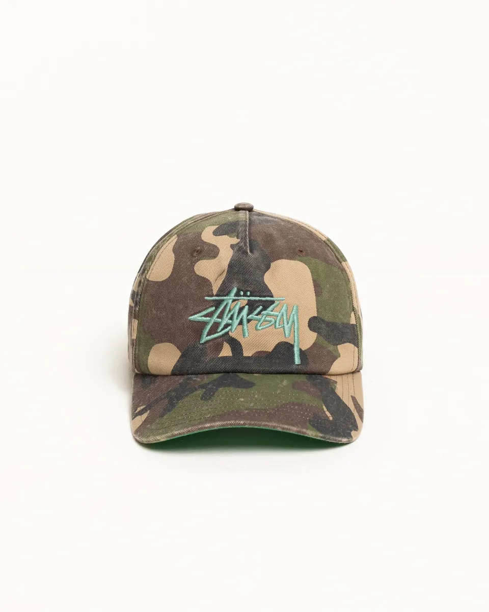 Stussy Headwear Mid-Depth Big Stock Snapback cappello camo cotone