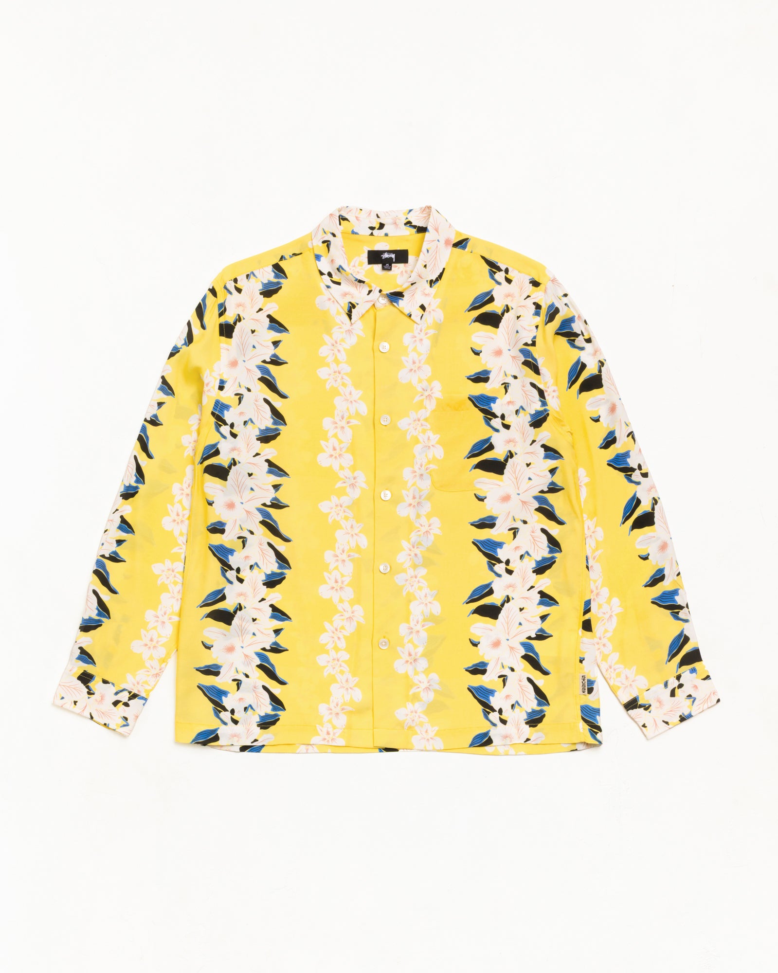 Stussy Hawaiian Floral Shirt camicia gialla viscosa