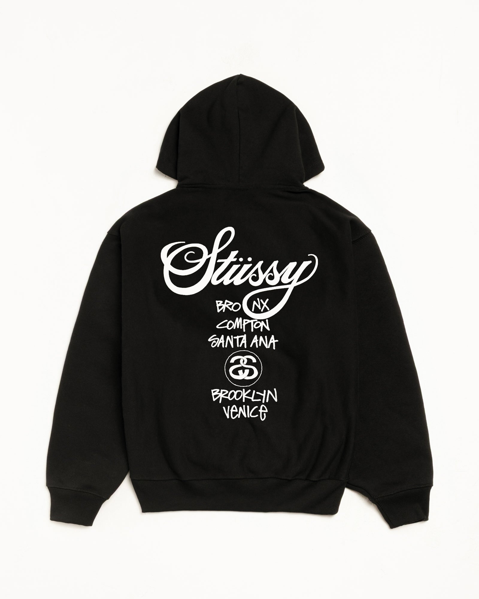 Stussy World Tour Hoodie felpa nera cotone 430gsm