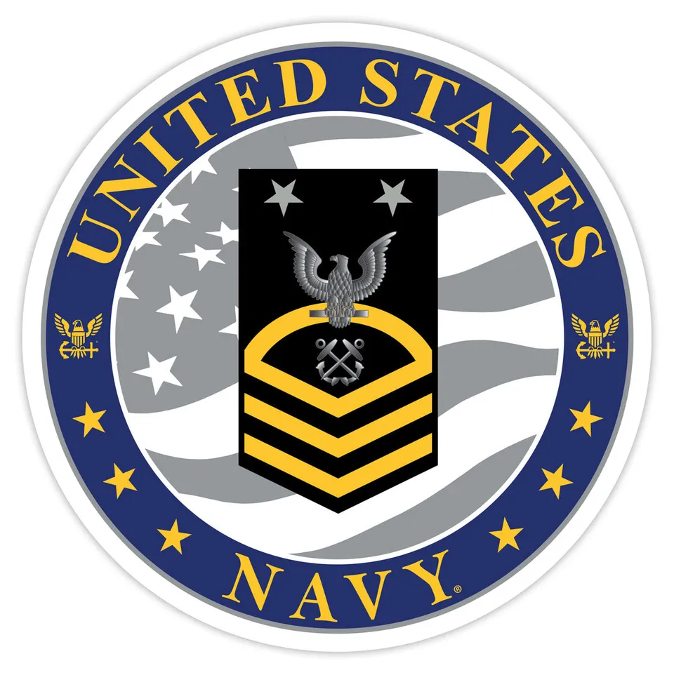 7.62 Design US Navy E-9 Master Chief decal rotonda 3.5"