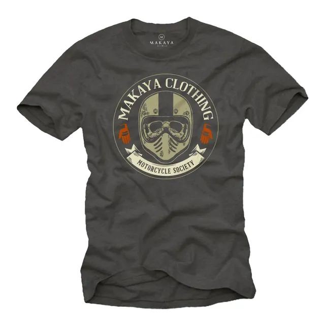 Makaya Motorcycle Society T-Shirt Uomo L Teschio