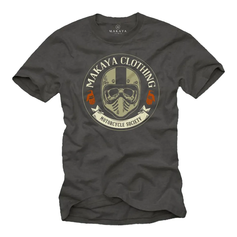 Makaya Motorcycle Society T-Shirt Uomo L Teschio