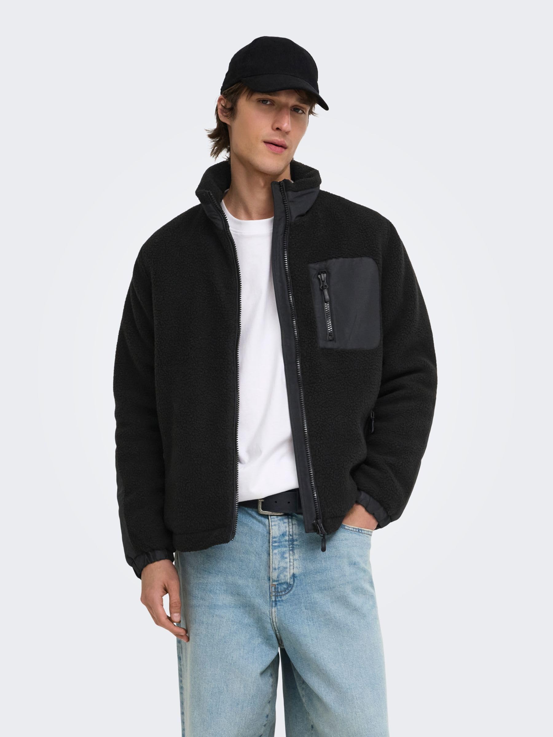 Only & Sons Onstyro Padded Sherpa Giacca Uomo L Nero