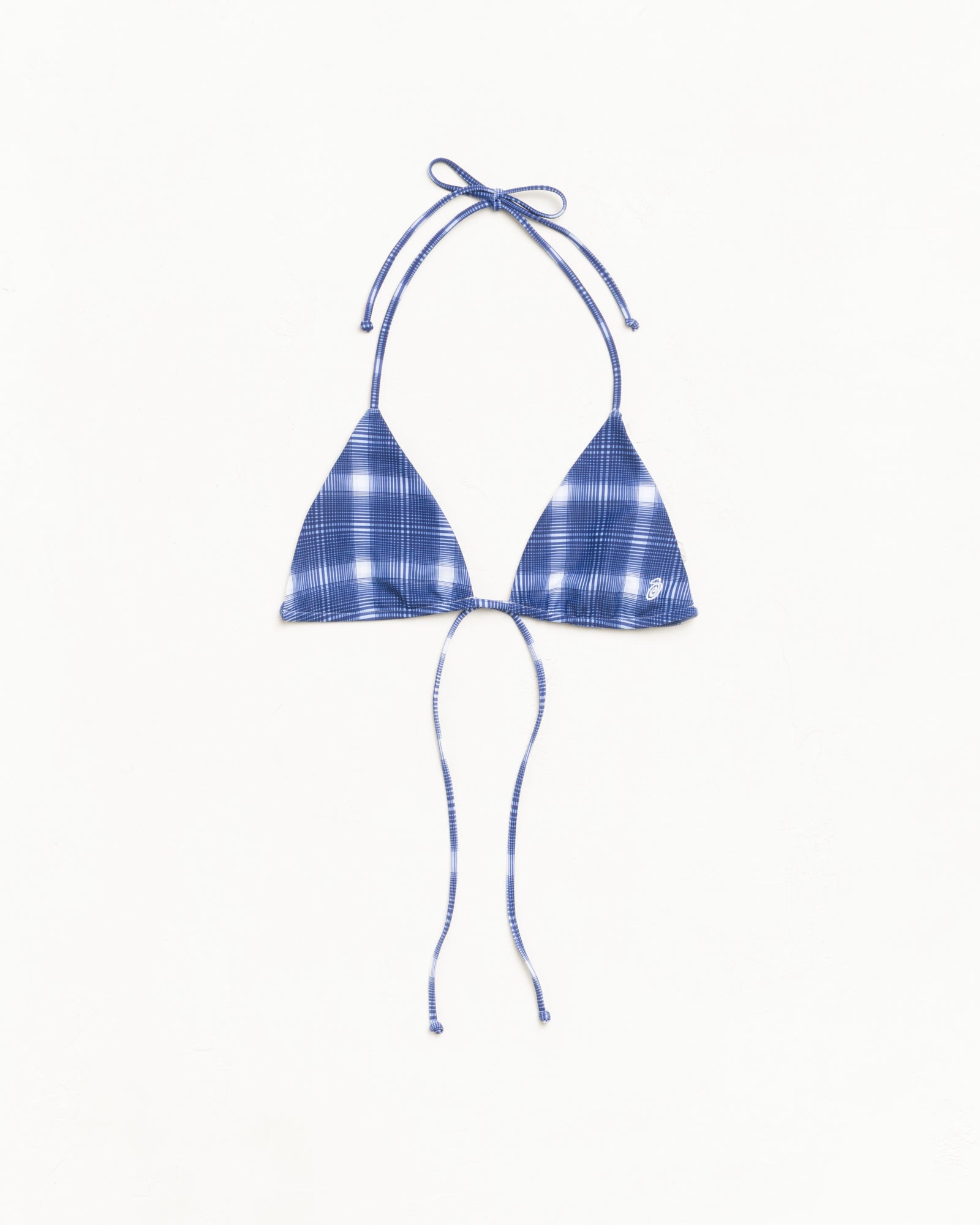 Stussy Triangle Bikini top navy plaid elastan