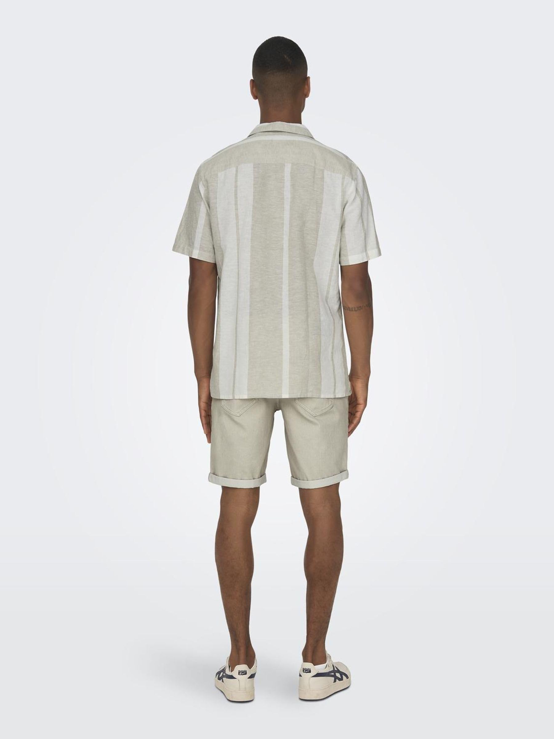 Only & Sons Onscaiden Camicia Lino Riga Cachi