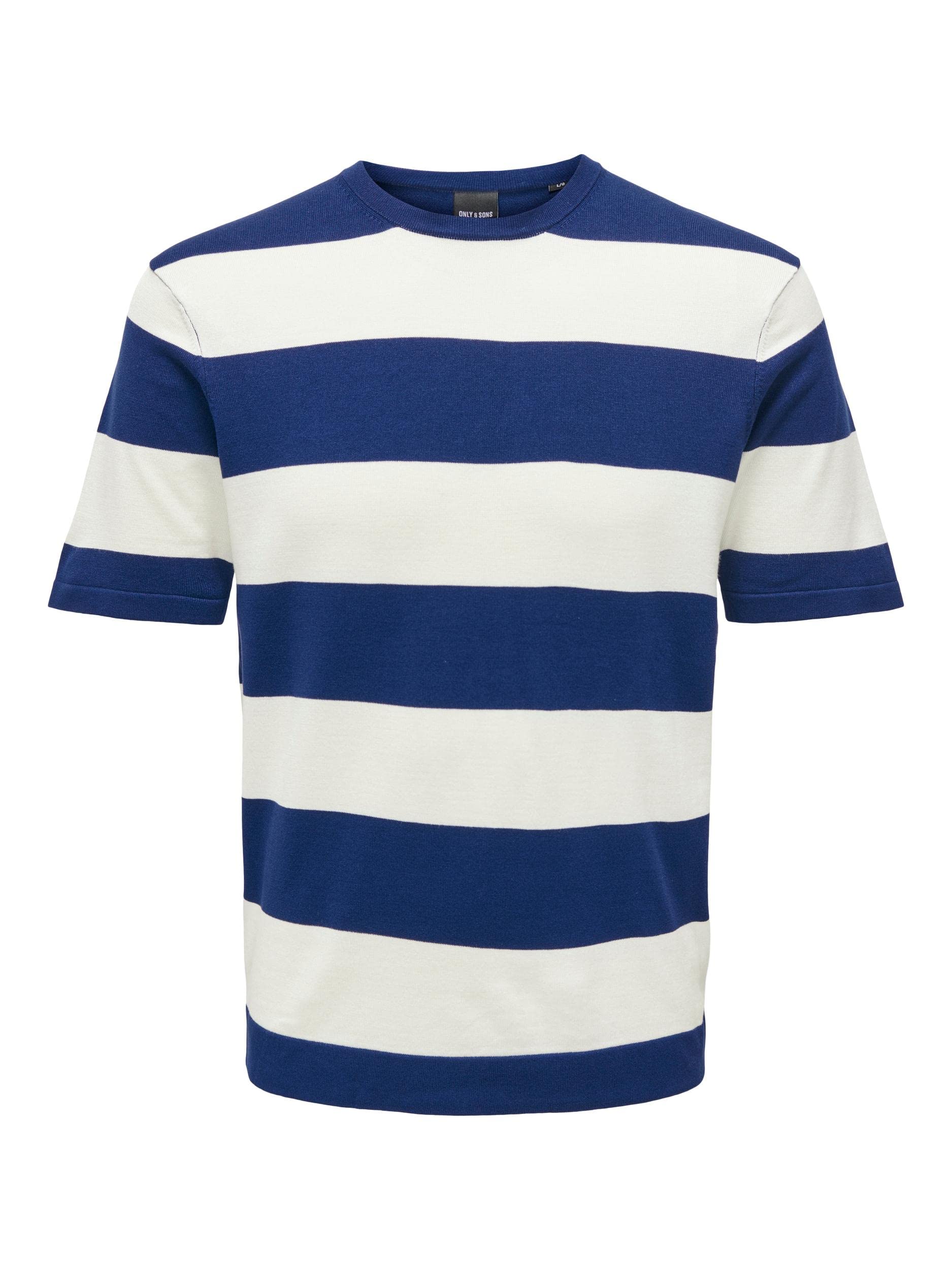 ONLY & SONS T-shirt Uomo a Righe Beacon Blue