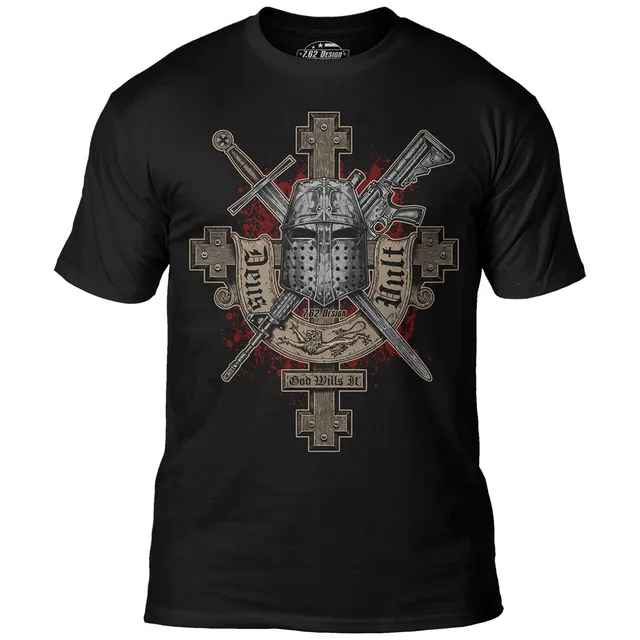 7.62 Design Deus Vult T-Shirt Uomo Nera Cotone L