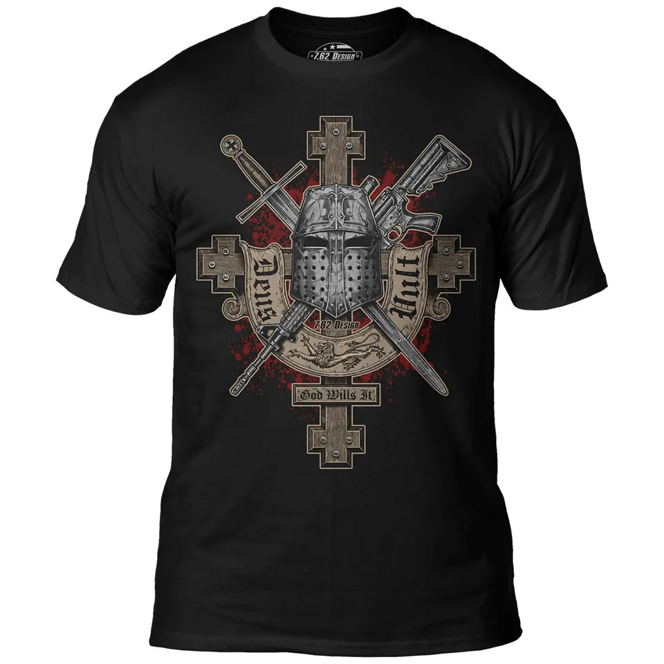 7.62 Design Deus Vult T-Shirt Uomo Nera Cotone L