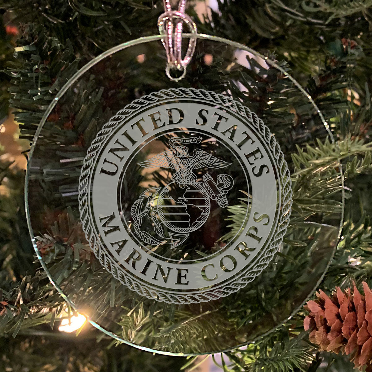 7.62 Design Ornaments USMC EGA Vetro Inciso 8 cm