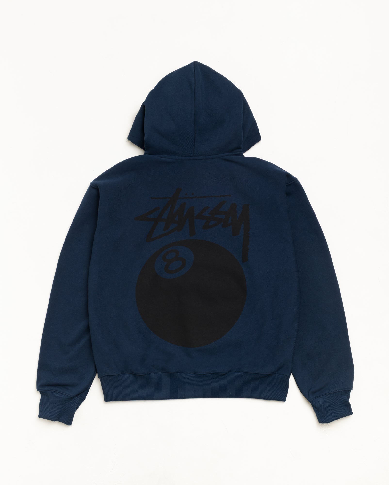 Stussy Zip Sweats Felpa Zip Navy 8 Ball con Cappuccio