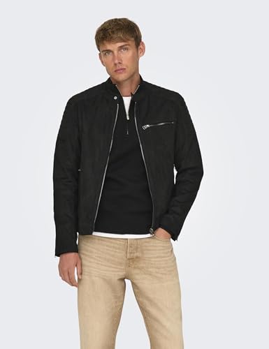 ONLY & SONS Onsgus Racer Giacca Finta Pelle Nera