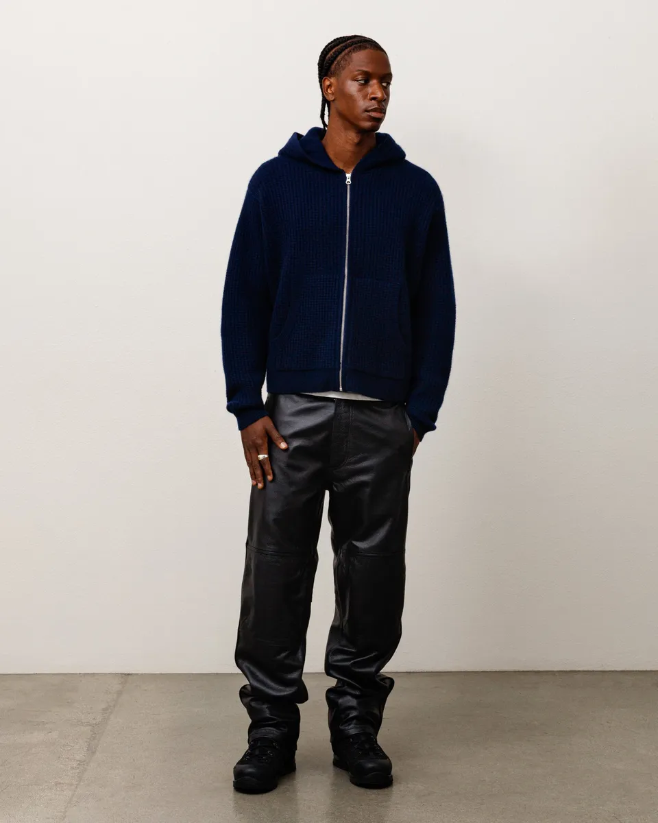 Stussy Waffle Cashmere Zip maglione cashmere blu