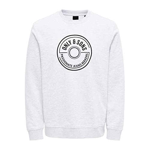 Only & Sons Regular Logo Crew felpa uomo bianco nero cotone