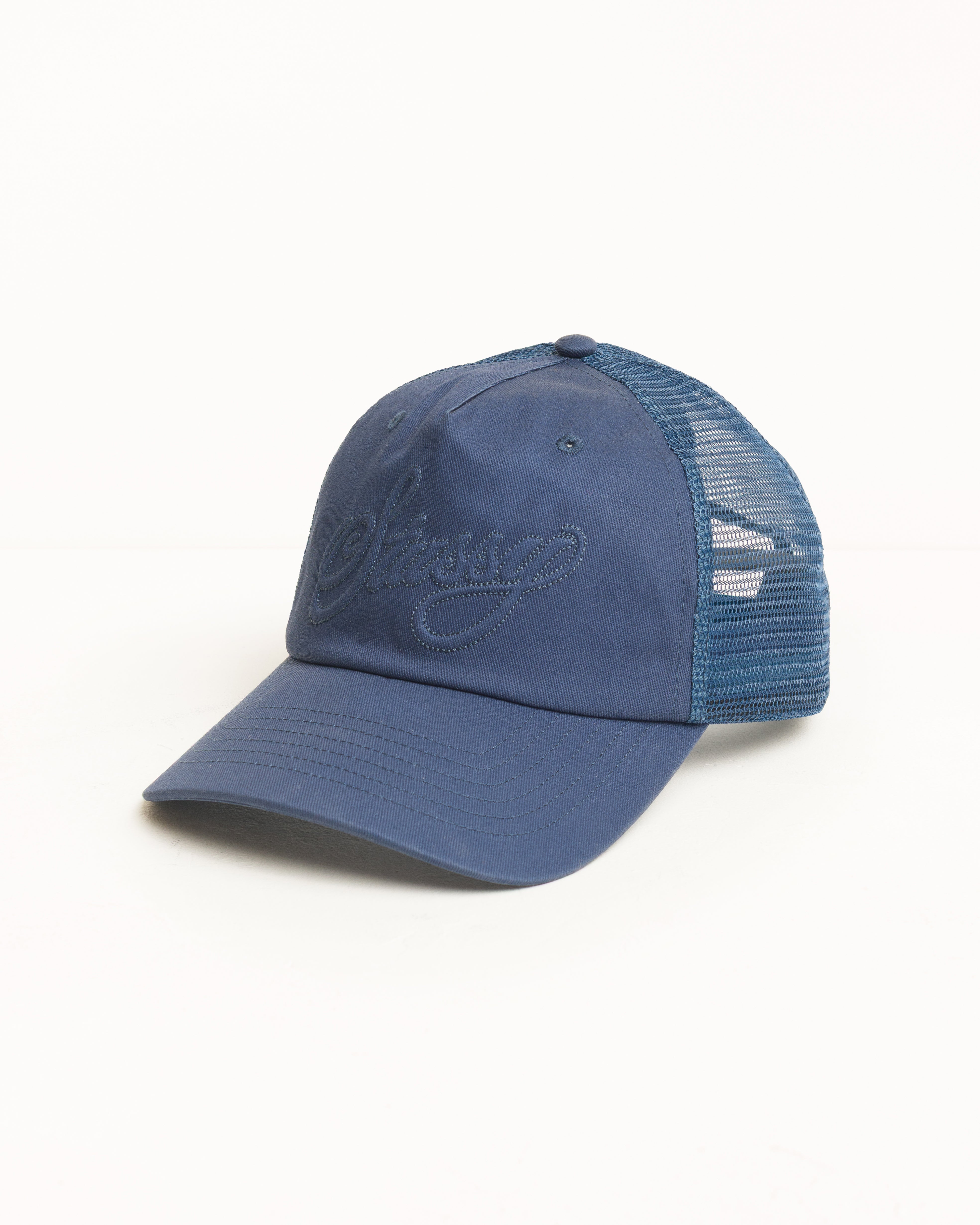 Stussy Cursive Stitch Trucker cappello navy taglia unica