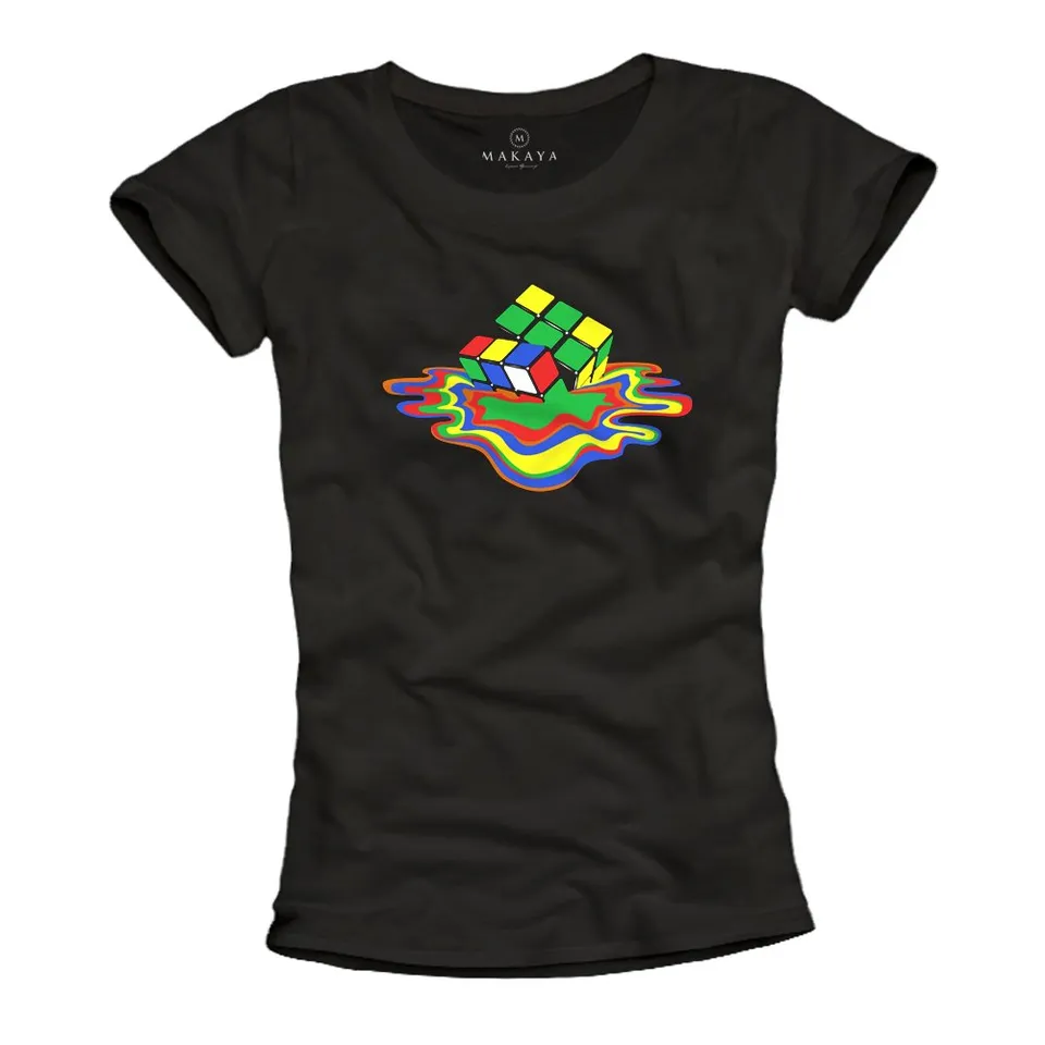 MAKAYA T-Shirt Donna Cube Sheldon maglietta cotone taglia M