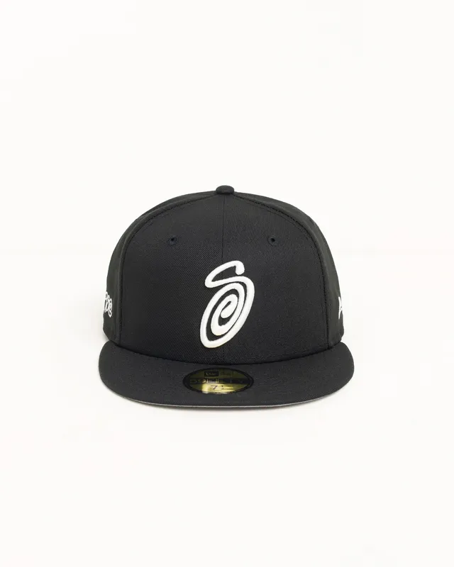 Stussy 59Fifty Swirly S Cap cappello nero fitted