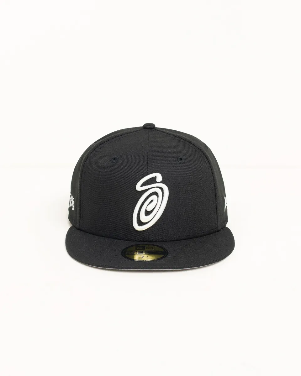 Stussy 59Fifty Swirly S Cap cappello nero fitted