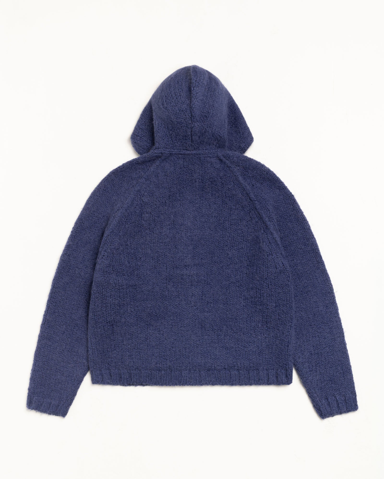Stussy Knits Chunky Knit Zip Hoodie felpa blu alpaca