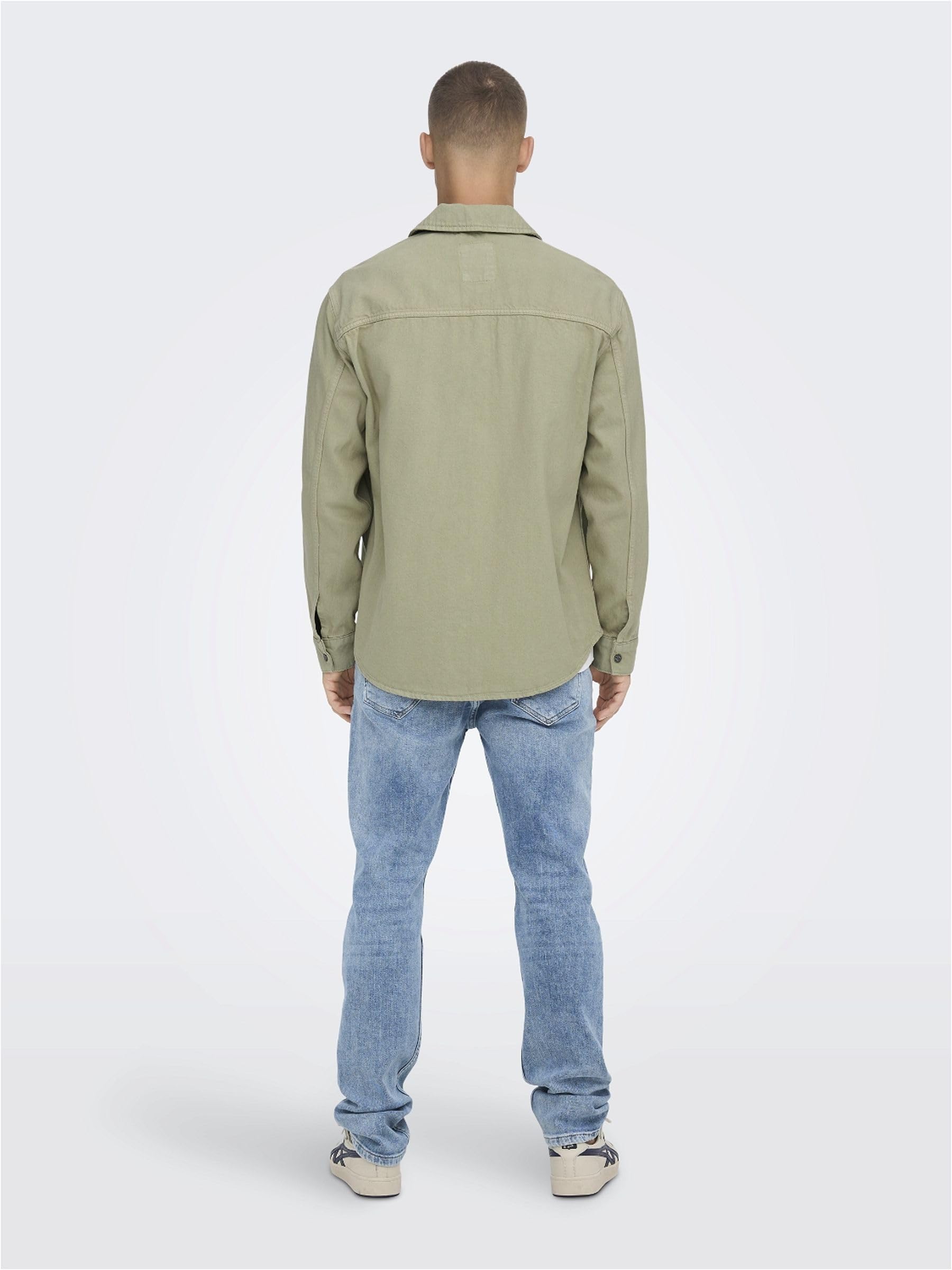 Only & Sons Camicia Uomo Twill Tinta Unita Tasche Taglia L