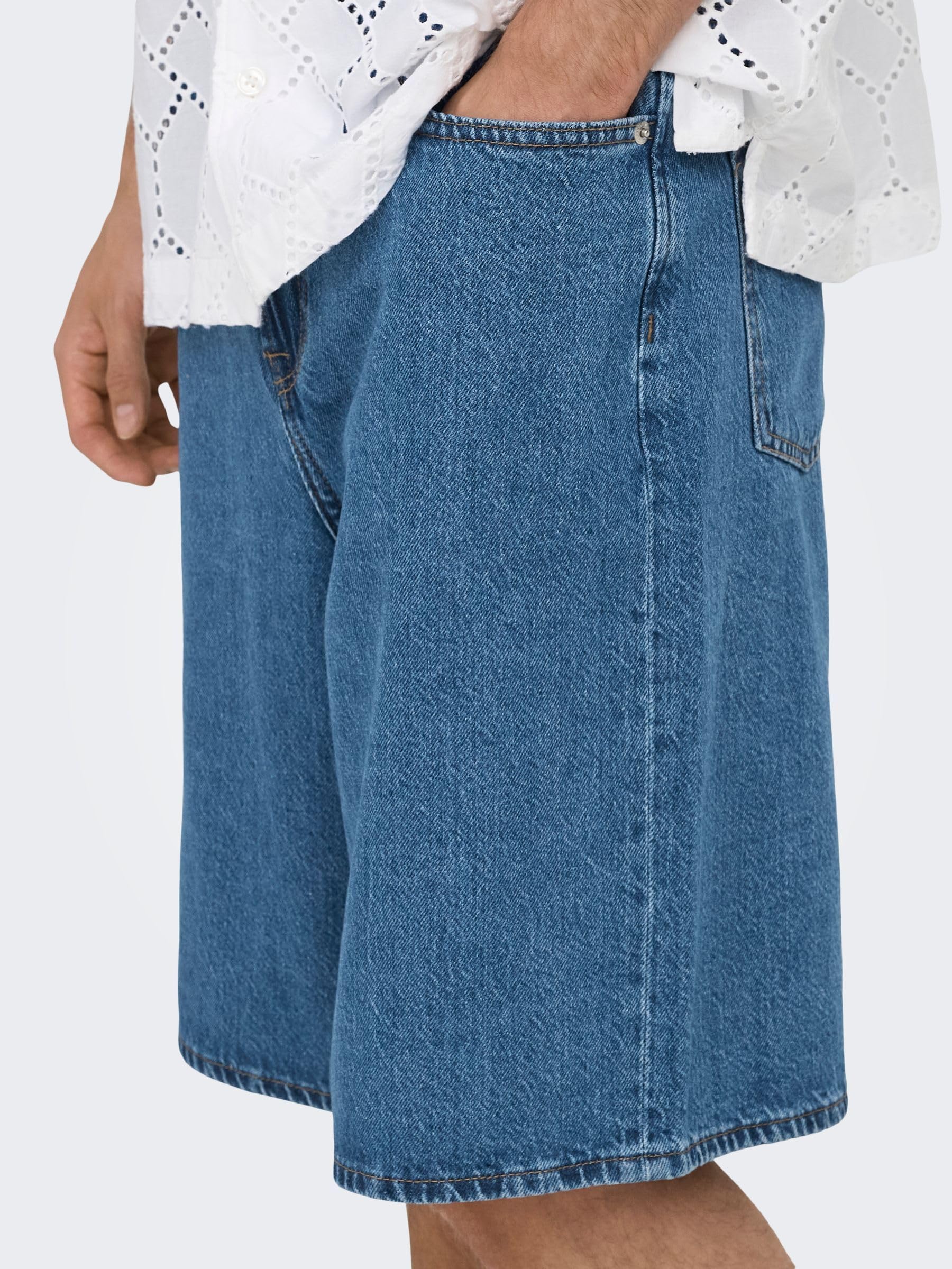 ONLY & SONS Onsremi Shorts Uomo M Denim Blu Wide Box