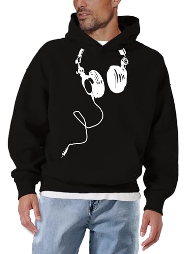 Makaya Cuffie DJ Felpa con Cappuccio Uomo Nero taglia M