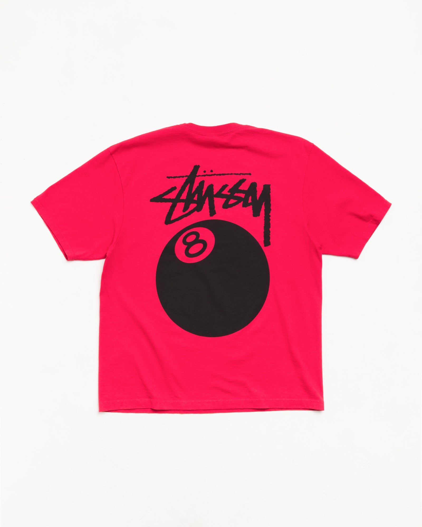Stussy 8 Ball Tee maglietta rossa cotone 220gsm oversize