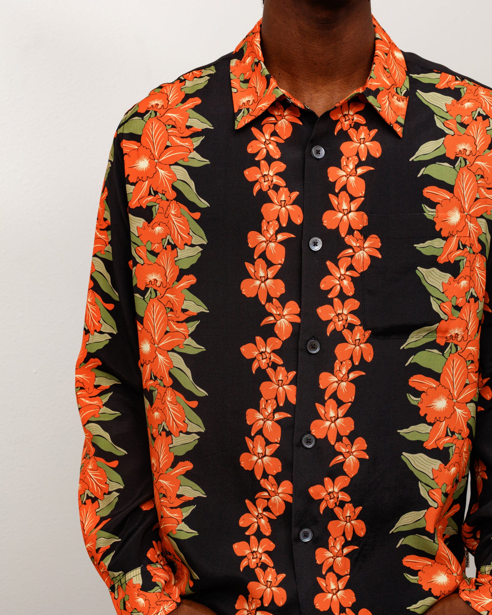 Stussy Hawaiian Floral camicia nera viscosa floreale