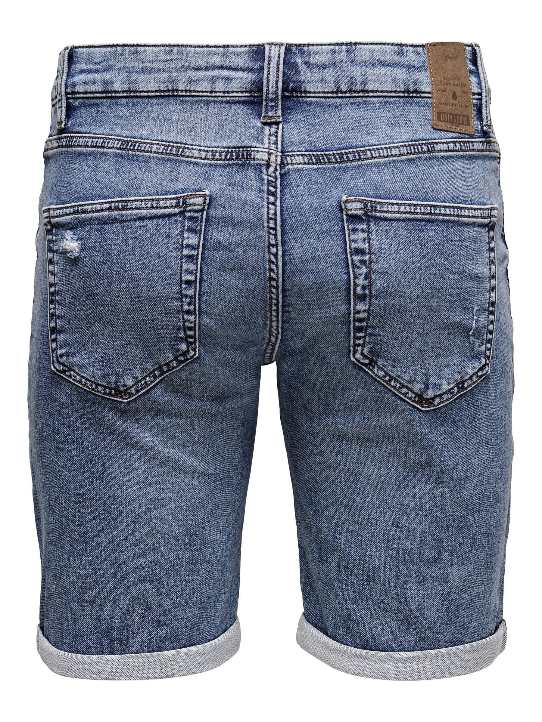 Only & Sons Pantaloncini Jeans Uomo Destroyed Cotone