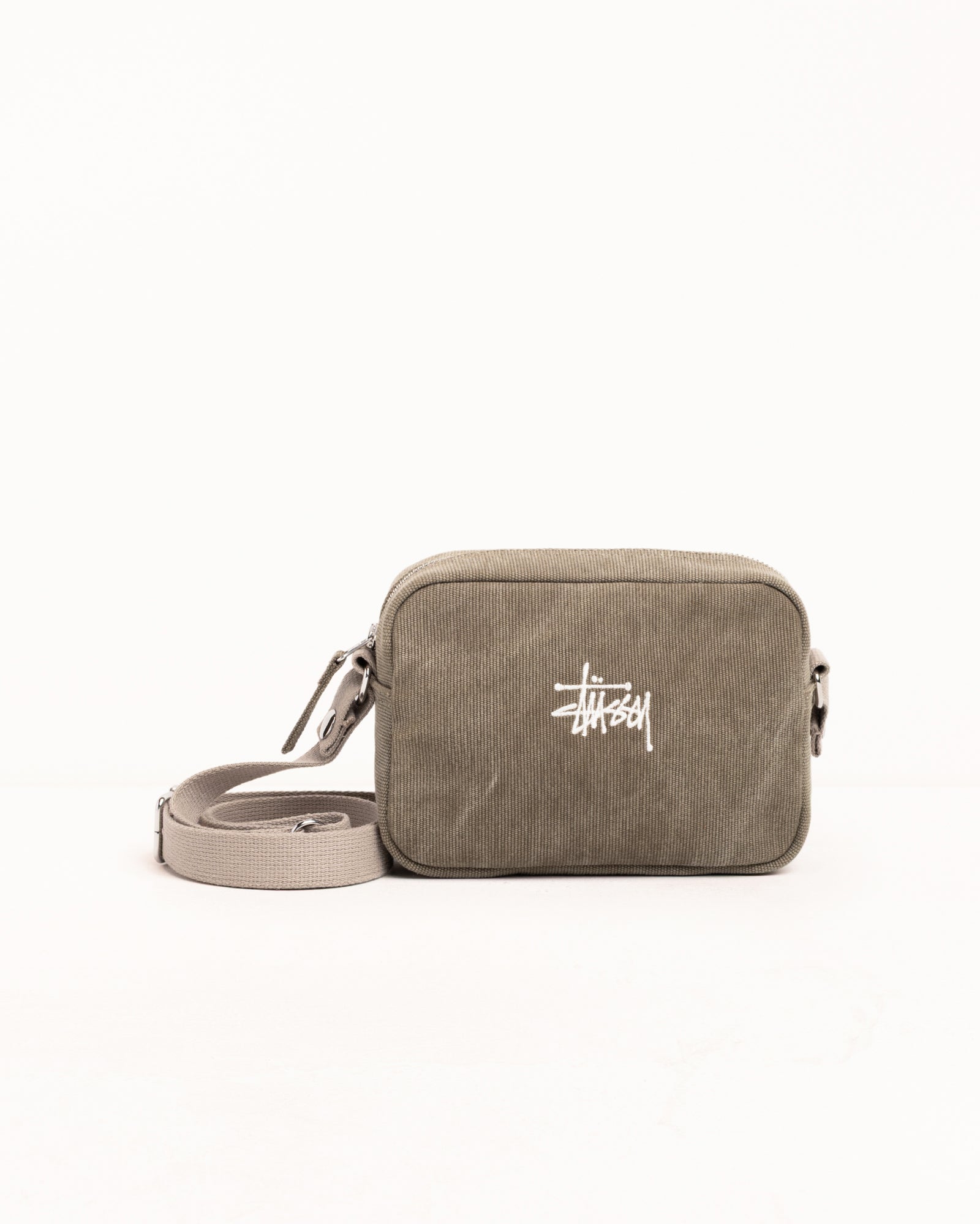Stussy Waxed Canvas Pouch pochette stone cotone