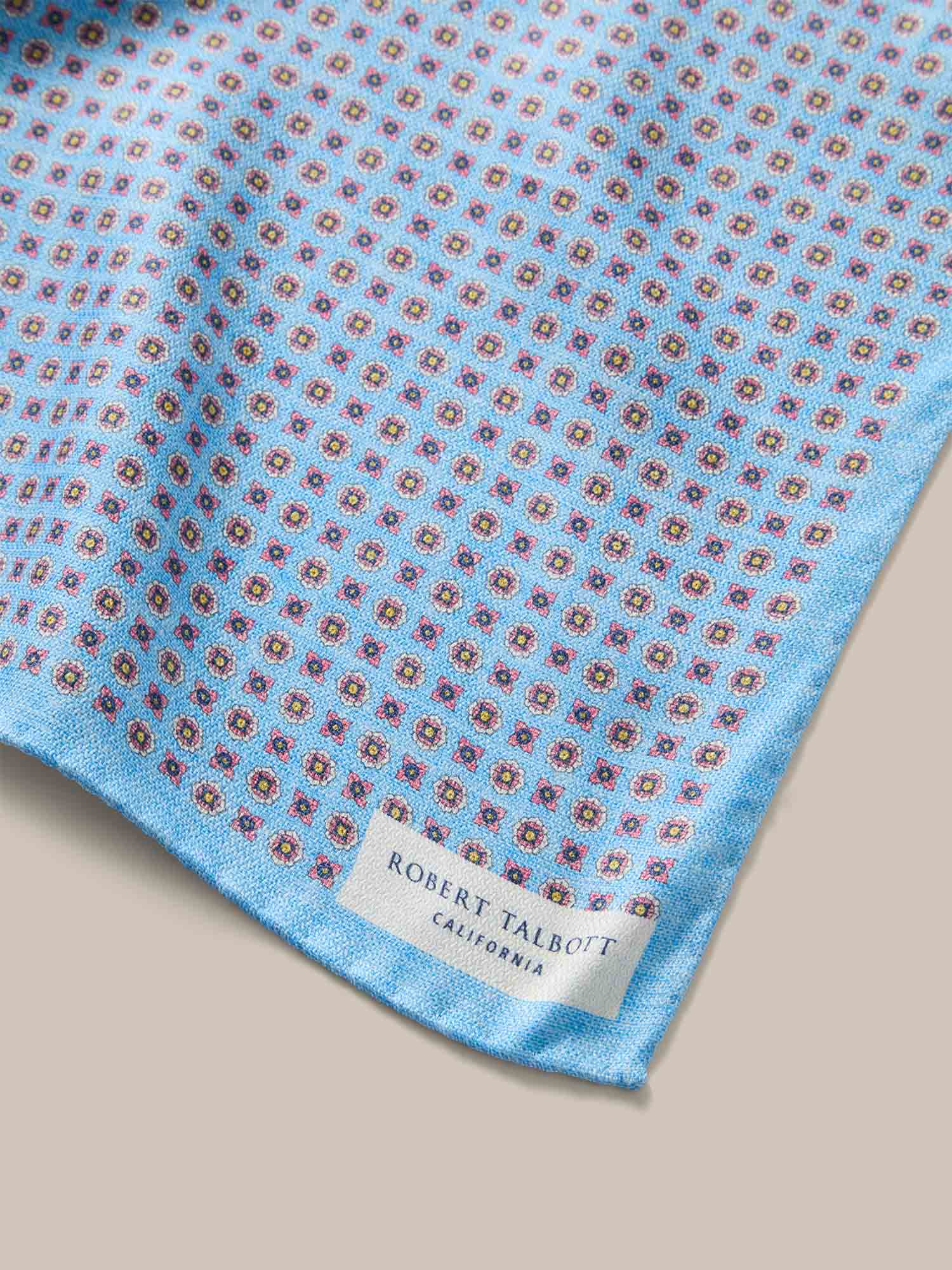 Robert Talbott Pocket Squares Colton Reversible pochette seta blu