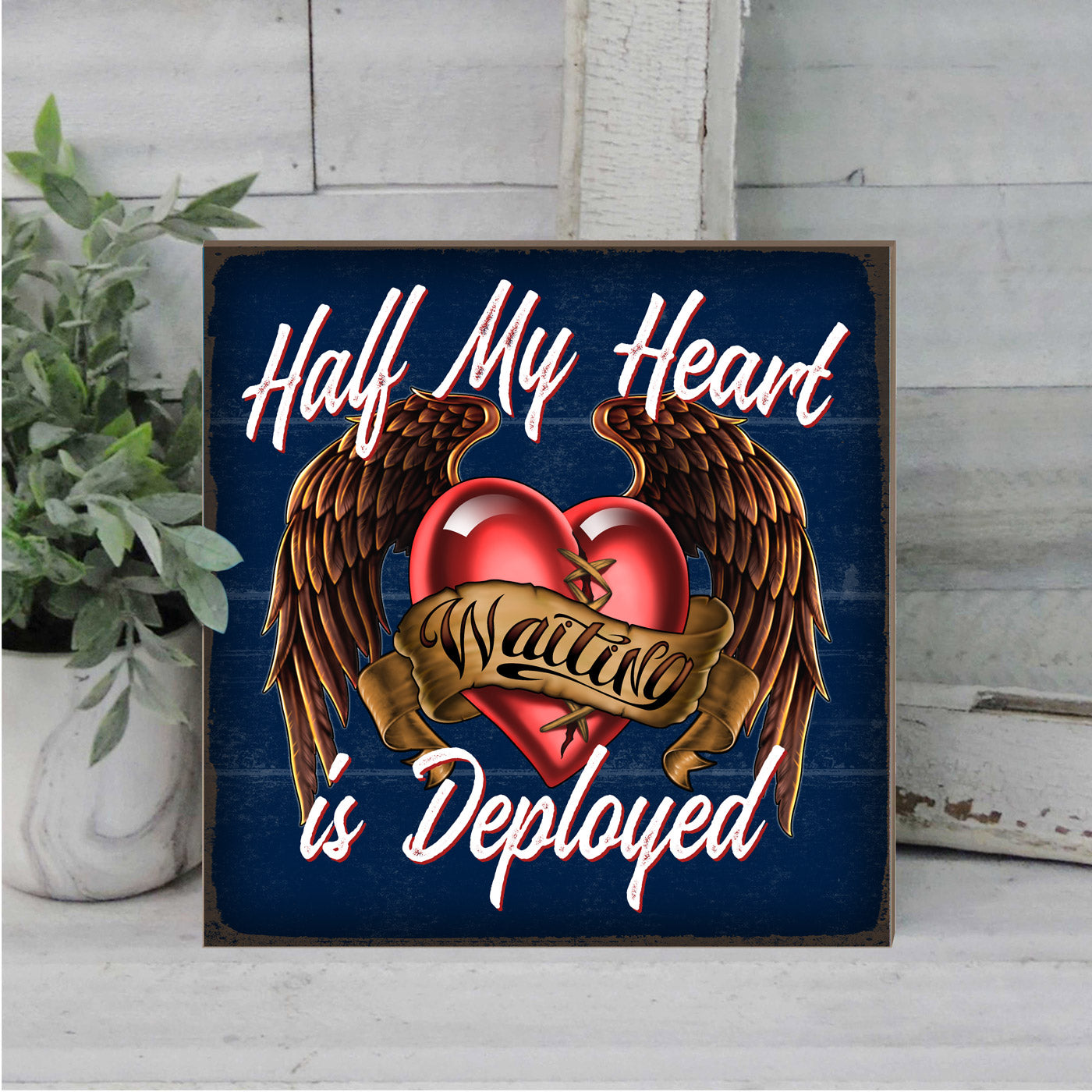 7.62 Design Half My Heart targa legno 25x25 cm blu navy MDF