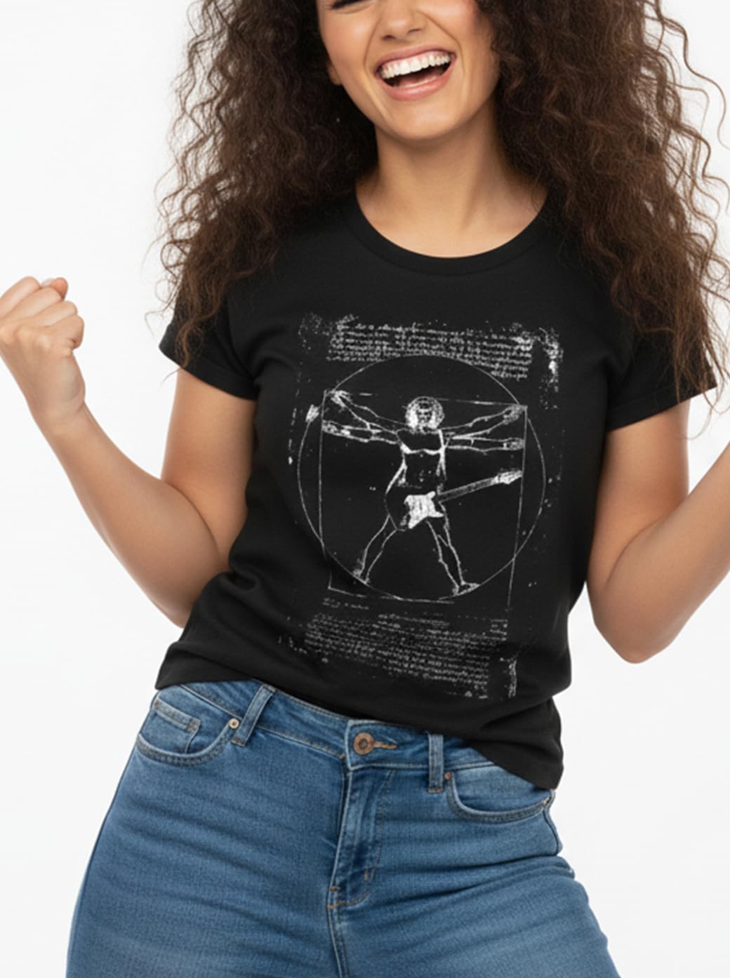MAKAYA Da Vinci Rock Chitarra t-shirt donna cotone taglia L