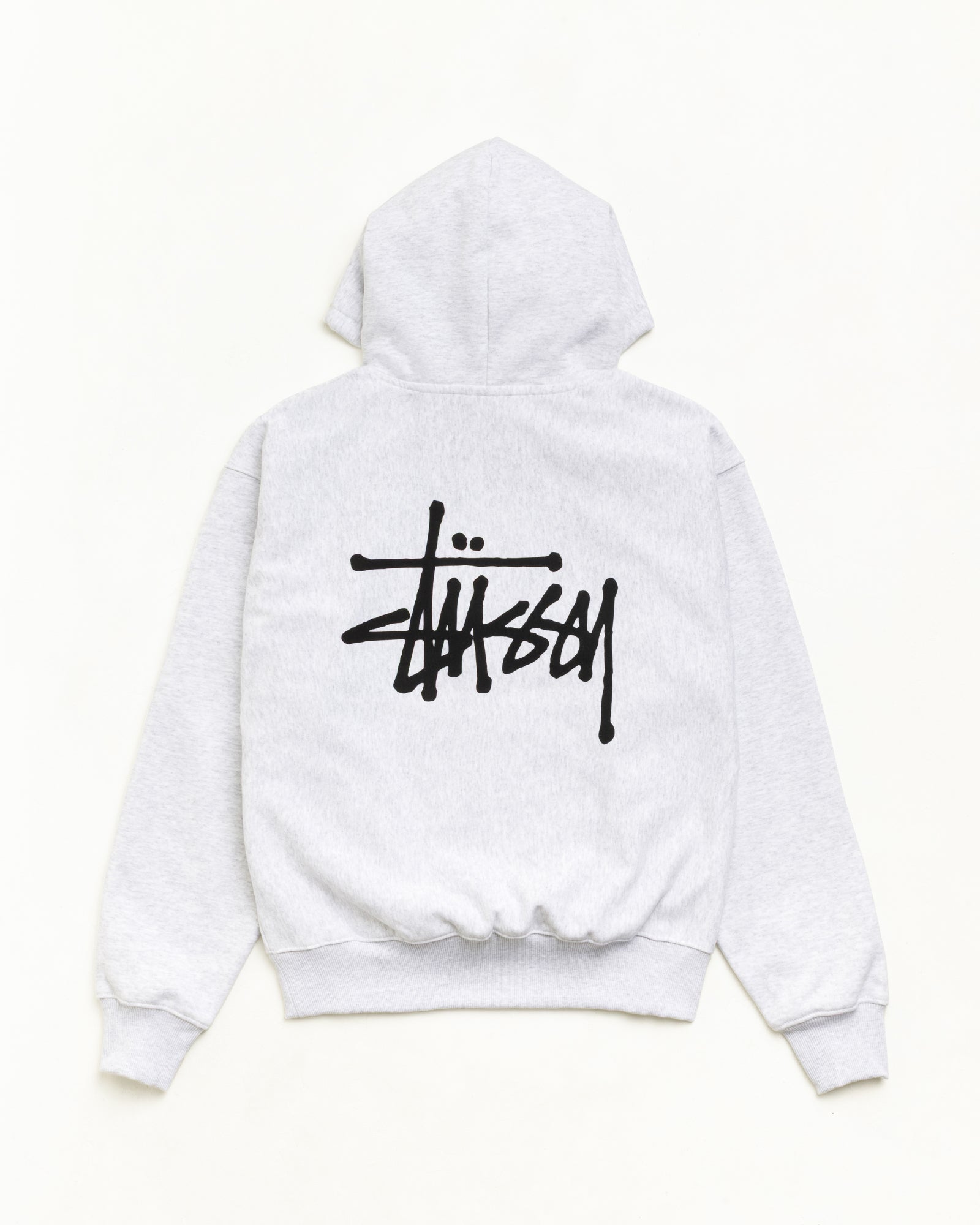 Stussy Basic Hoodie felpa grigia Ash Heather 430gsm