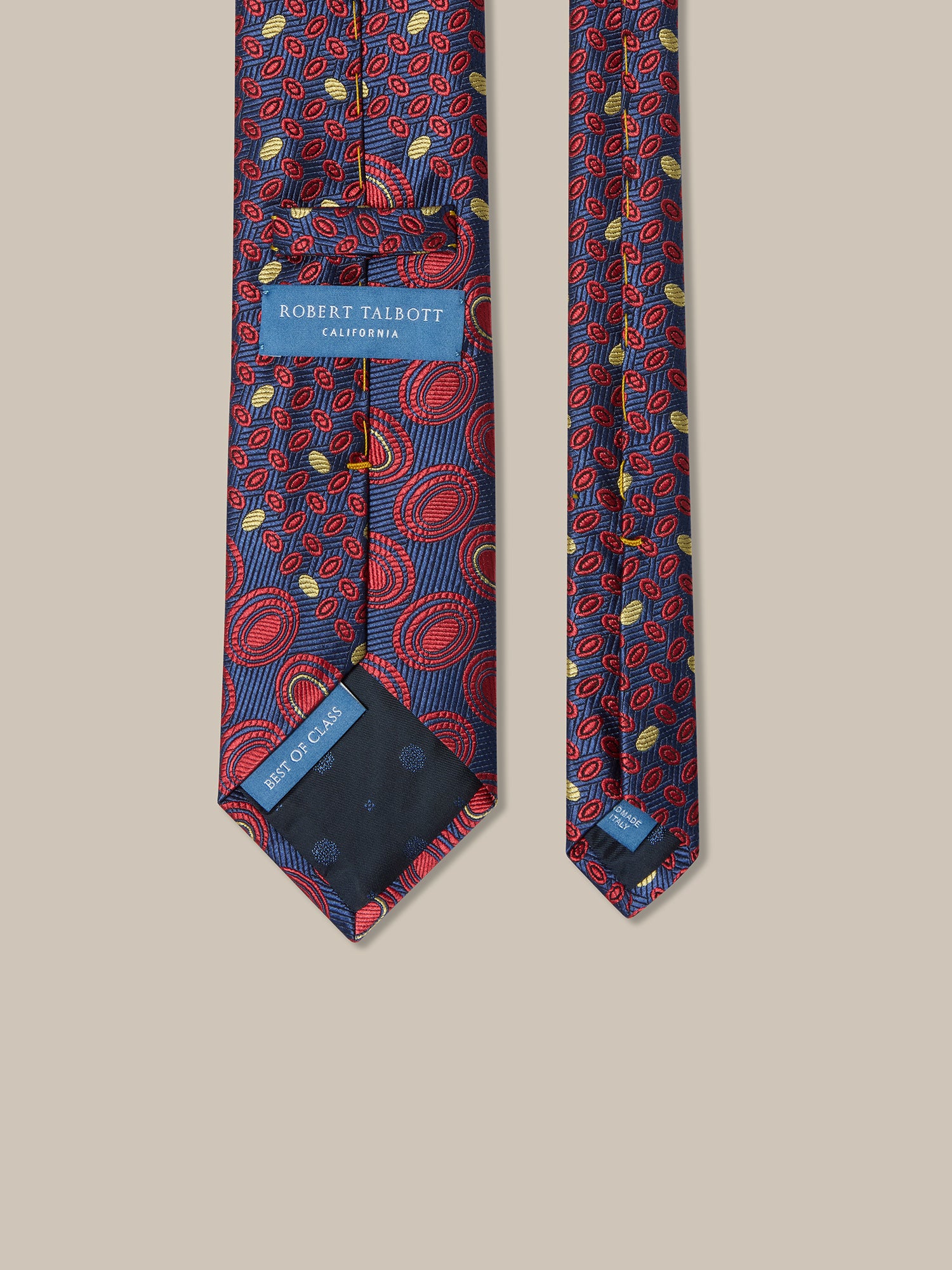 Robert Talbott Dot Stripe Cravatta Seta Rossa Multi REG