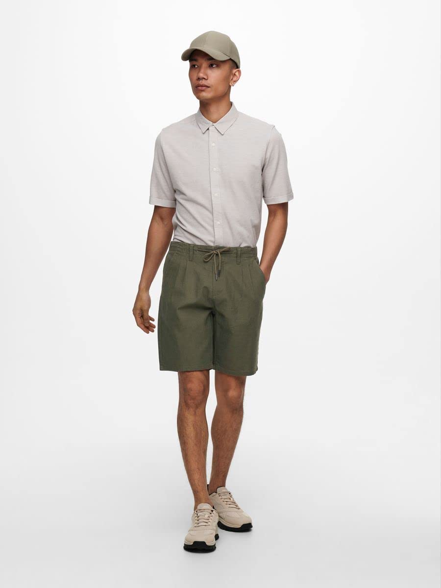 ONLY & SONS pantaloncini uomo cotone lino M estivi
