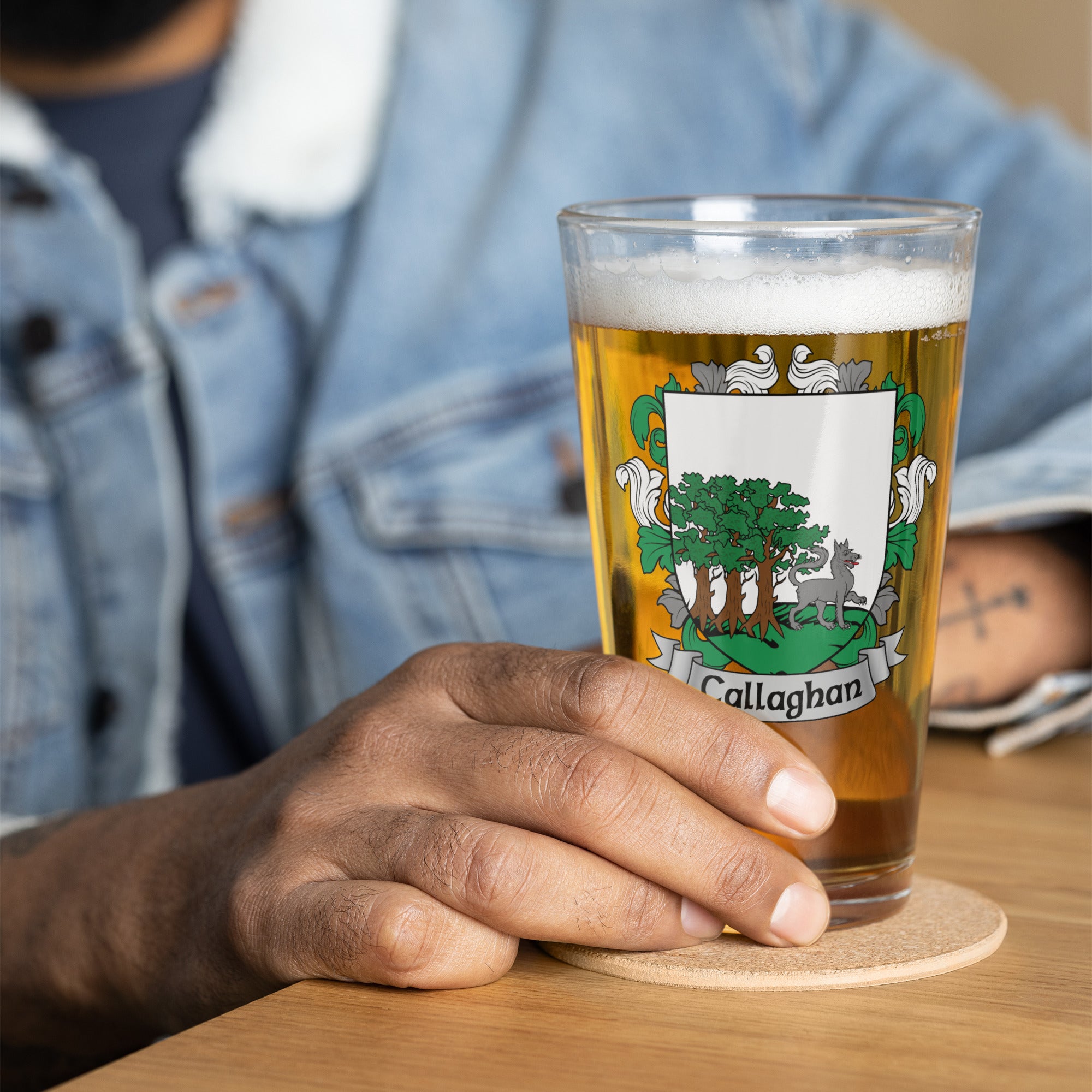 7.62 Design Callaghan bicchiere birra vetro 473 ml stemma irlandese