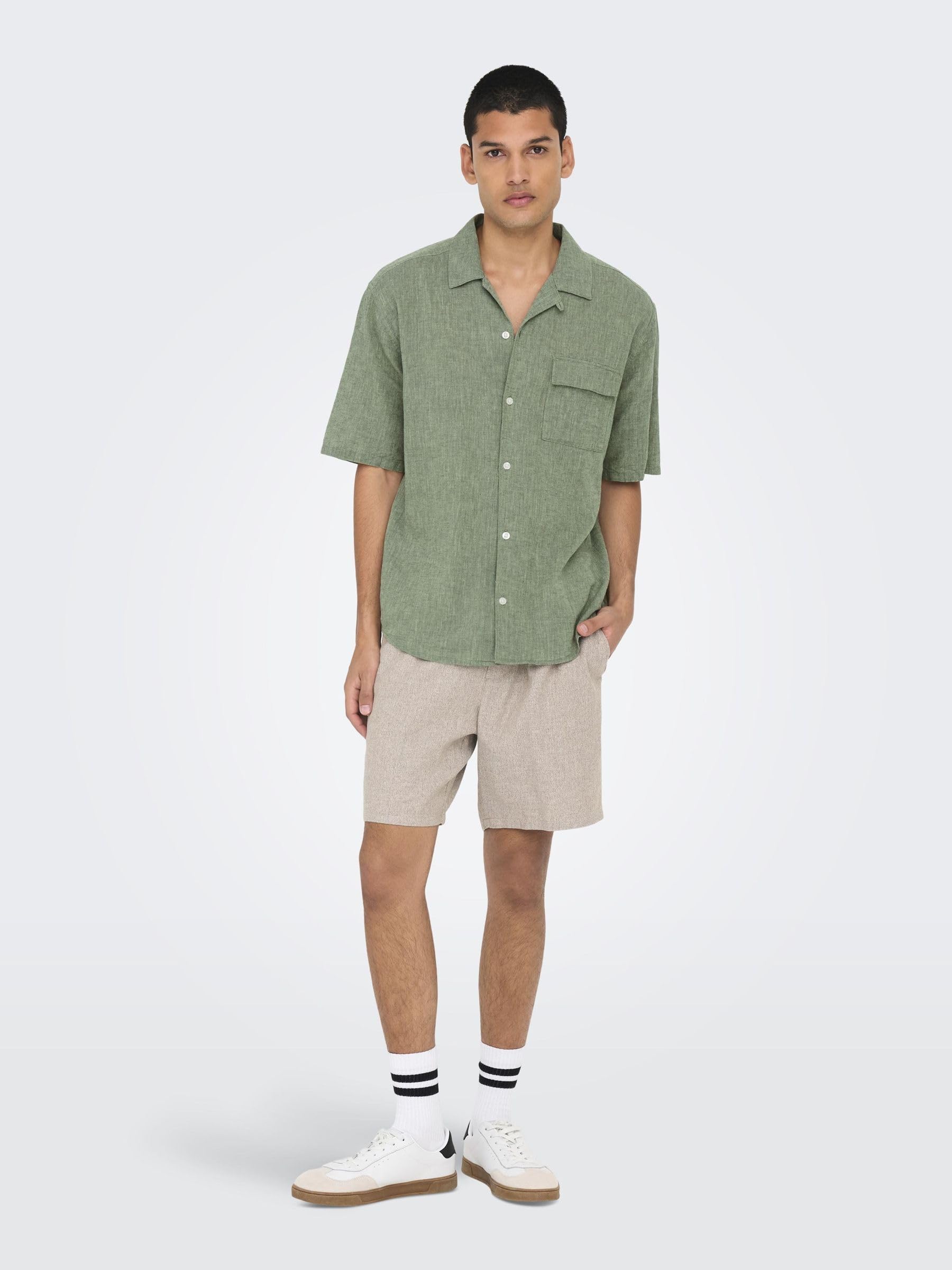 Only & Sons Onscaiden Shirt Camicia Uomo Manica Corta Palude