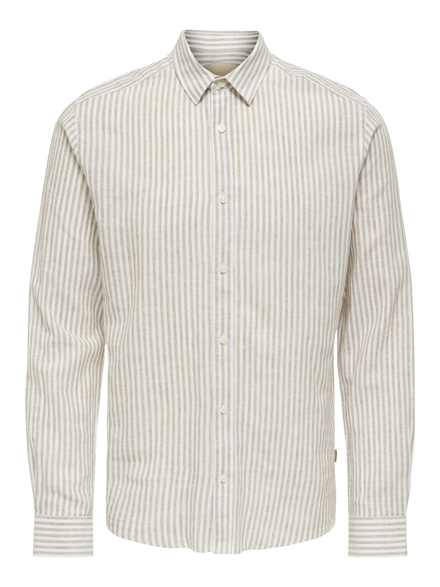 ONLY & SONS Camicia Onscaiden Stripe Linen Uomo Lino Righe