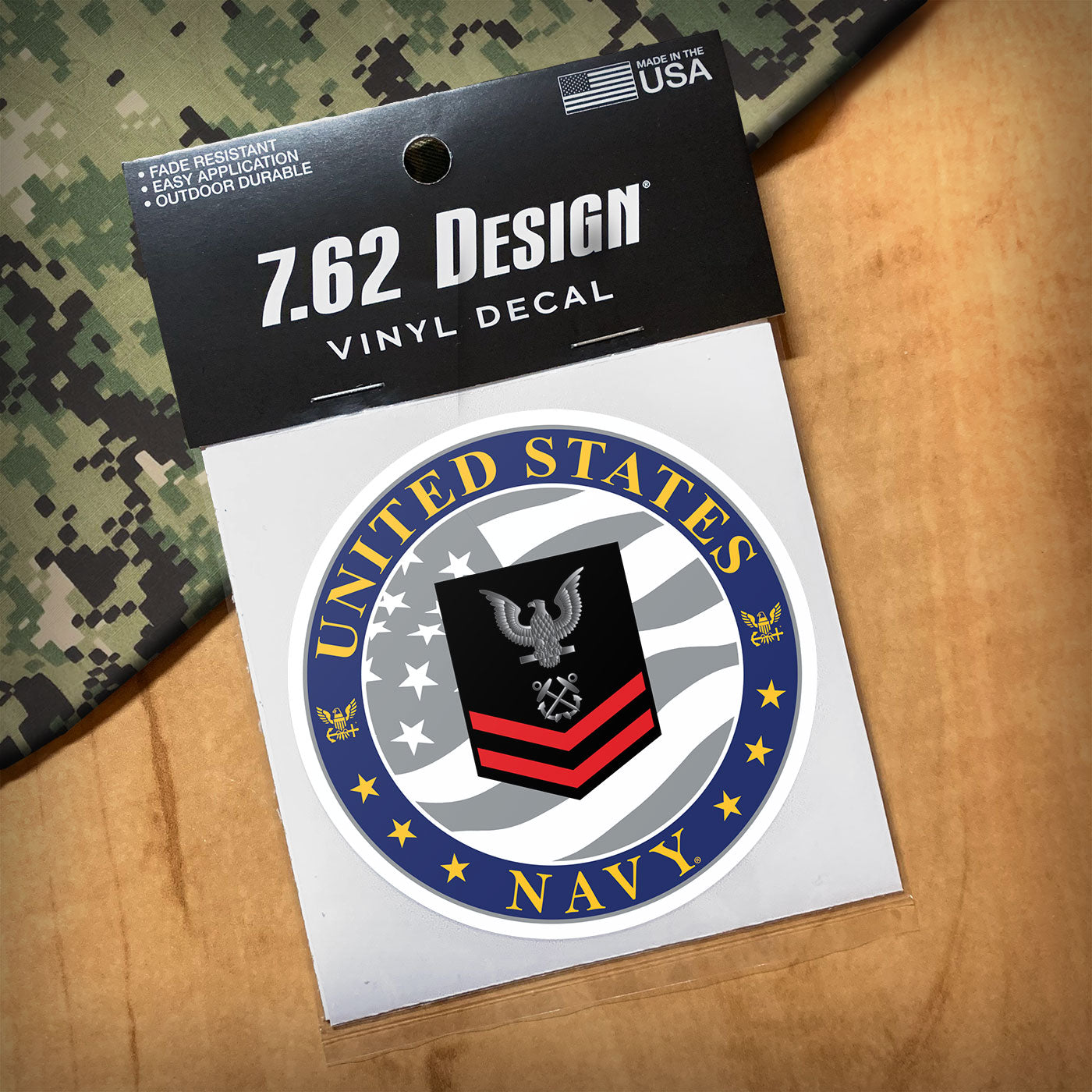 7.62 Design US Navy E-5 decal adesivo auto 3.5" tondo