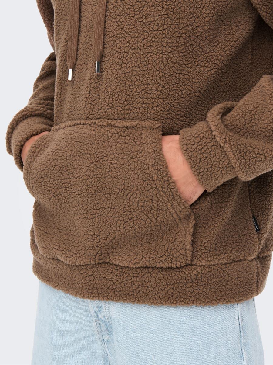 Only & Sons Onsremy Felpa Cappuccio Teddy Uomo Pernice